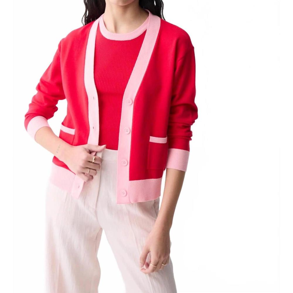NEW DELUC lisboa button down cardigan in red/pink